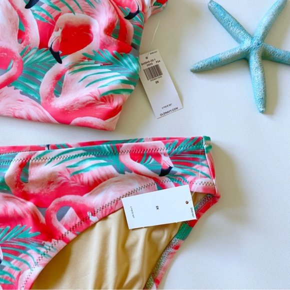 Old Navy | Bandeau Bikini 2-Piece Swim Set Flamingo Fun Pink New 2X Plus Size - Picture 11 of 16